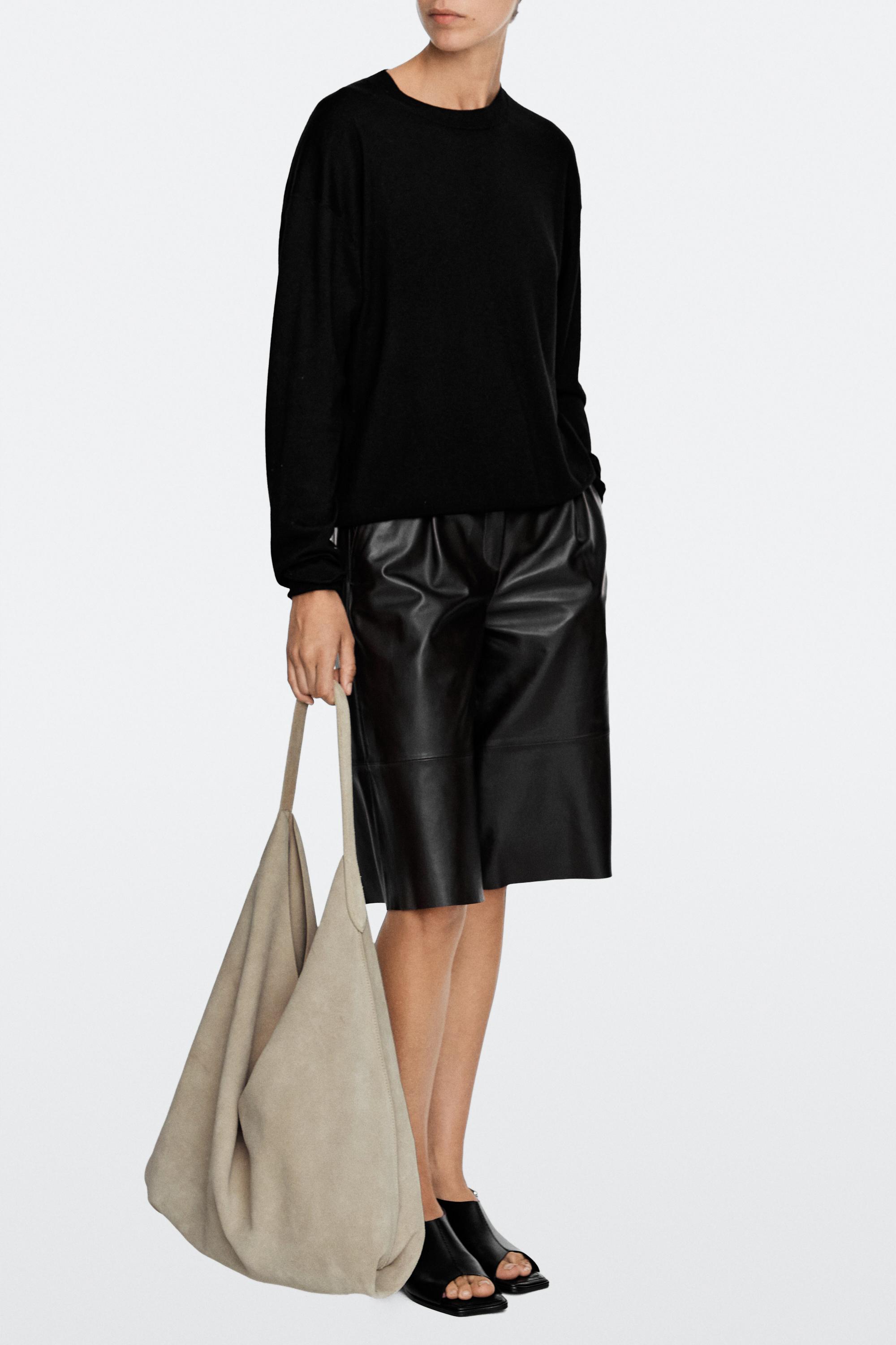 Maxi split suede leather shoulder bag